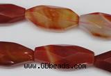 CNG880 15.5 inches 14*30mm faceted rice red agate nugget beads