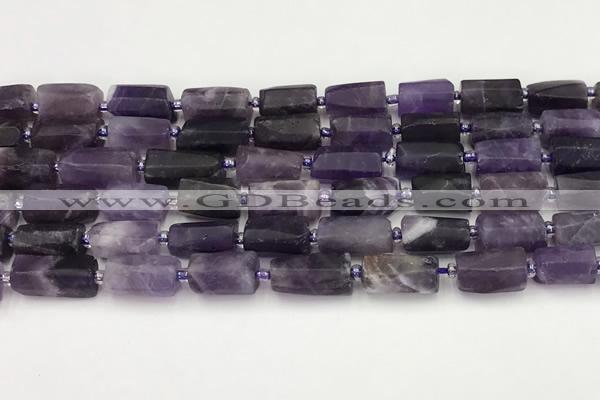 CNG8849 15.5 inches 8*12mm - 10*16mm nuggets matte amethyst beads