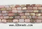 CNG8859 15.5 inches 8*12mm - 10*16mm nuggets matte pink opal beads