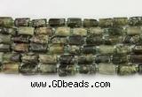 CNG8863 15.5 inches 8*12mm - 10*16mm nuggets matte green garnet beads