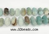 CNG8914 15.5 inches 10*25mm - 15*30mm faceted nuggets amazonite beads