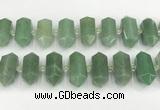 CNG8915 10*25mm - 15*30mm faceted nuggets green aventurine beads