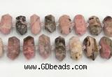 CNG8919 15.5 inches 10*25mm - 15*30mm faceted nuggets rhodonite beads