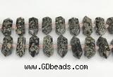 CNG8920 10*25mm - 15*30mm faceted nuggets red snowflake obsidian beads