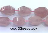 CNG8977 15 inches 25*35mm - 30*40mm faceted nuggets rose quartz beads