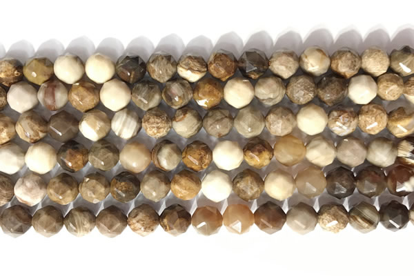 CNG9090 15.5 inches 8mm faceted nuggets coral jade gemstone beads