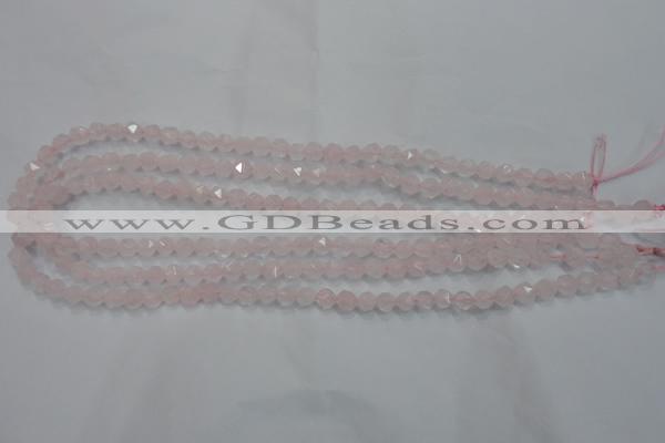 CNG918 15 inches 6mm faceted nuggets rose quartz beads