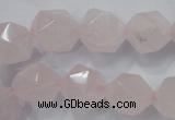 CNG922 15 inches 14mm faceted nuggets rose quartz beads