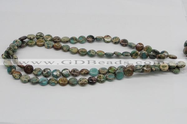 CNI08 16 inches 10mm flat round natural imperial jasper beads wholesale