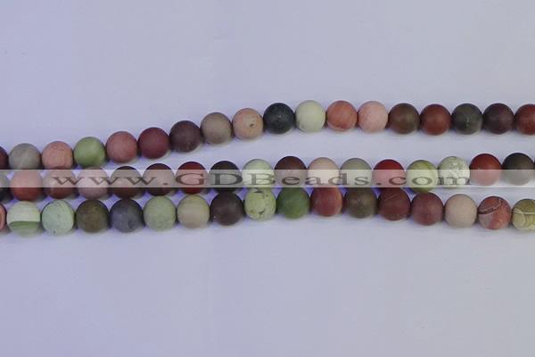 CNI364 15.5 inches 12mm round matte imperial jasper beads wholesale