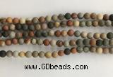 CNI376 15.5 inches 6mm round matte American picture jasper beads