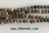 CNI377 15.5 inches 8mm round matte American picture jasper beads