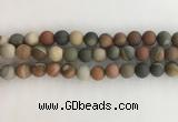 CNI378 15.5 inches 10mm round matte American picture jasper beads