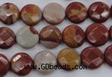 CNJ42 15.5 inches 12mm faceted coin noreena jasper beads