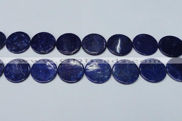 CNL1281 15.5 inches 30mm flat round natural lapis lazuli beads