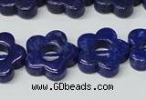 CNL1311 15.5 inches 18mm carved flower natural lapis lazuli beads