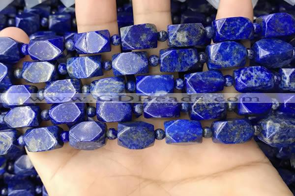 CNL1688 4mm round & 8*12mm - 11*15mm faceted nuggets lapis lazuli beads