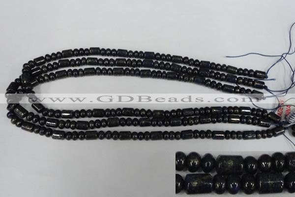 CNL434 15.5 inches 4*6mm rondelle & 6*9mm tube natural lapis lazuli beads