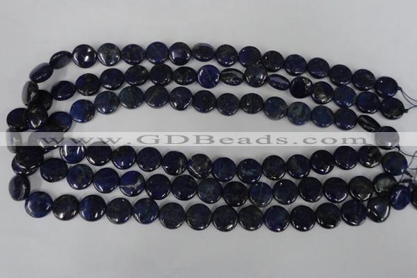 CNL452 15.5 inches 12mm flat round natural lapis lazuli beads