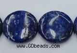 CNL737 15.5 inches 25mm flat round natural lapis lazuli gemstone beads