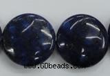 CNL929 15.5 inches 25mm flat round natural lapis lazuli gemstone beads