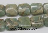 CNS16 16 inches 14*14mm square natural serpentine jasper beads