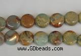 CNS189 15.5 inches 10mm flat round natural serpentine jasper beads