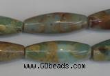 CNS204 15.5 inches 10*30mm rice natural serpentine jasper beads