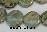 CNS232 15.5 inches 18mm flat round natural serpentine jasper beads