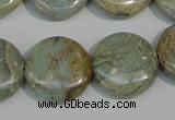 CNS233 15.5 inches 20mm flat round natural serpentine jasper beads