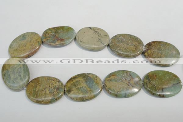 CNS245 15.5 inches 30*40mm oval natural serpentine jasper beads