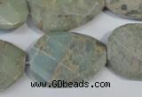 CNS262 20*30mm twisted & faceted rectangle natural serpentine jasper beads