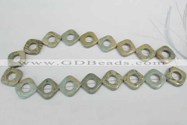 CNS268 15.5 inches 20*20mm diamond donut natural serpentine jasper beads