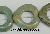 CNS272 15.5 inches 30*30mm heart donut natural serpentine jasper beads