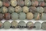 CNS344 15.5 inches 4mm round matte serpentine jasper beads