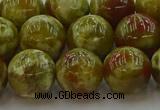 CNS605 15.5 inches 14mm round green dragon serpentine jasper beads