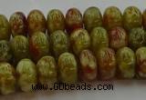 CNS612 15.5 inches 6*10mm rondelle green dragon serpentine jasper beads