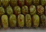 CNS614 15.5 inches 8*14mm rondelle green dragon serpentine jasper beads