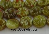 CNS622 15.5 inches 10mm flat round green dragon serpentine jasper beads