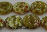 CNS625 15.5 inches 18mm flat round green dragon serpentine jasper beads