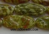 CNS636 15.5 inches 15*30mm oval green dragon serpentine jasper beads