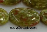 CNS637 15.5 inches 22*30mm oval green dragon serpentine jasper beads