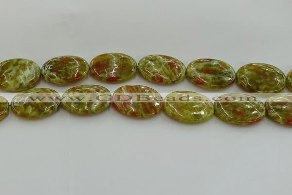 CNS637 15.5 inches 22*30mm oval green dragon serpentine jasper beads