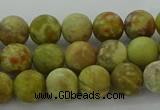 CNS651 15.5 inches 8mm round matte green dragon serpentine jasper beads