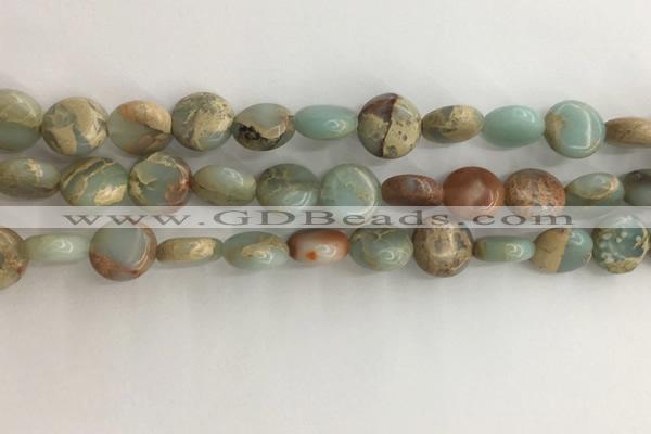 CNS720 15.5 inches 10mm flat round serpentine jasper beads wholesale