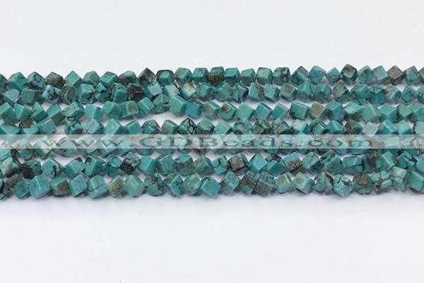 CNT555 15.5 inches 4mm cube turquoise gemstone beads