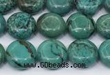 CNT561 15.5 inches 10mm flat round turquoise gemstone beads