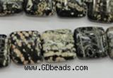 COB164 15.5 inches 16*16mm square snowflake obsidian beads