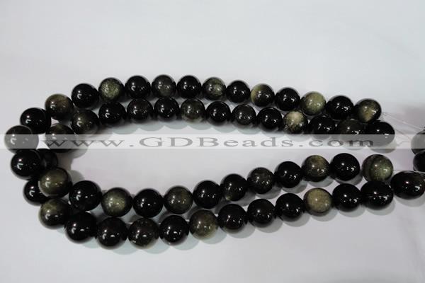 COB256 15.5 inches 14mm round golden obsidian beads wholesale