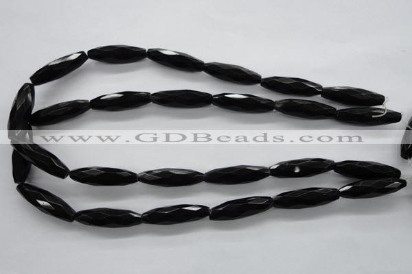 COB378 15.5 inches 8*30mm faceted rice black obsidian beads